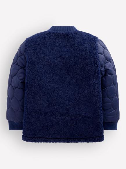 Mini Boden Kids' Borg Bomber Jacket, Medieval Blue - view 2, Medieval Blue