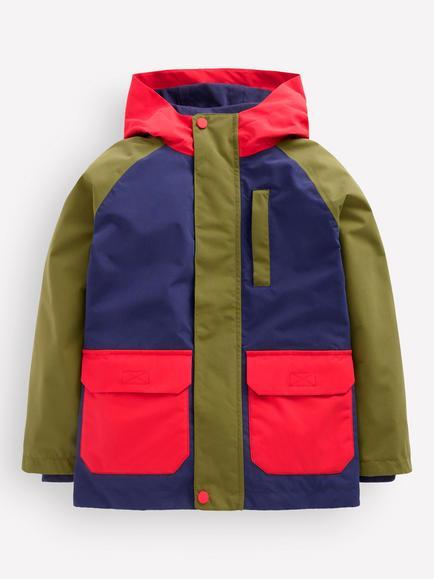 Mini Boden Kids' Waterproof Colour Block Fisherman Jacket, Multi, Multi