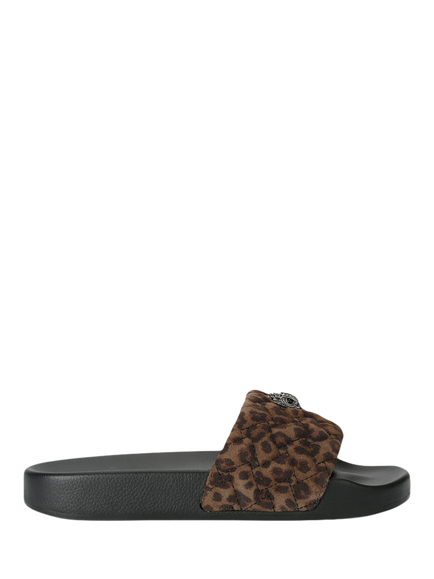 Kurt Geiger London Meena Eagle Suede Leopard Ptint Sliders, Multi, Multi