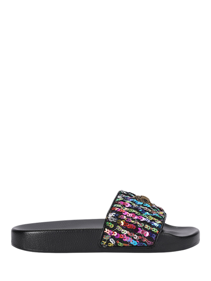 Kurt Geiger London Meena Eagle Rainbow Sequin Sliders, Multi, Multi