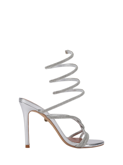 Kurt Geiger London Knot Spiral Embellished Sandals, Silver
