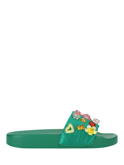 Kurt Geiger London Meena Flat Sliders, Green, Green