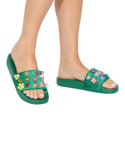Kurt Geiger London Meena Flat Sliders, Green - view 2, Green