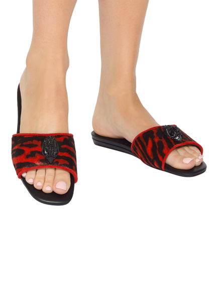 KG Kurt Geiger Leather Animal Print Slider Sandals, Multi - view 2, Multi