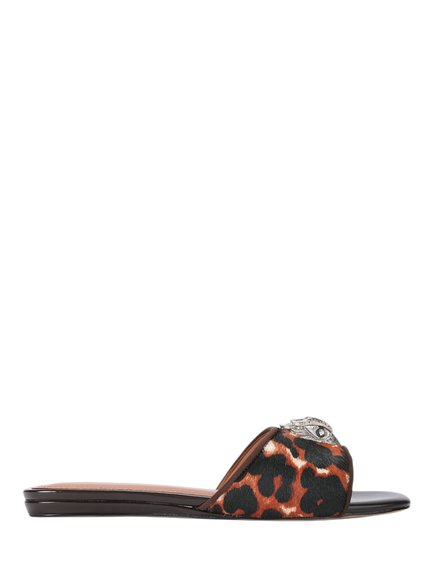 KG Kurt Geiger Leather Animal Print Slider Sandals, Multi, Multi