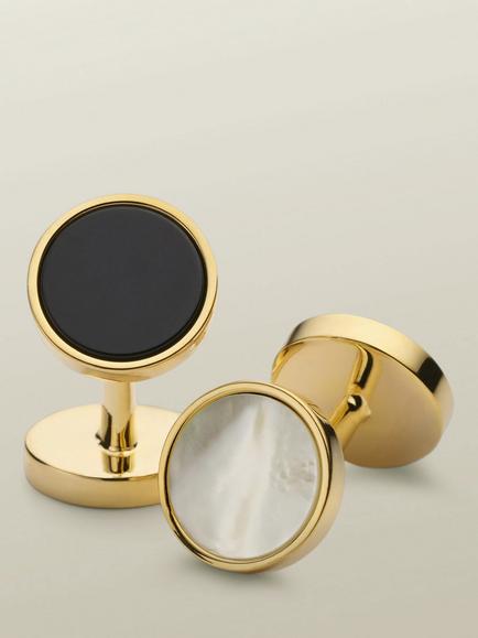 Charles Tyrwhitt Mother of Pearl & Onyx Evening Cufflinks, Gold