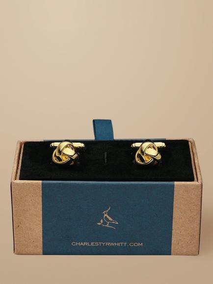 Charles Tyrwhitt Knot Cufflinks - view 2, Gold