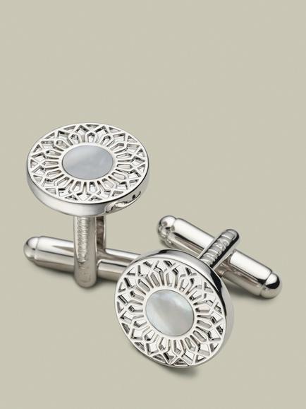 Charles Tyrwhitt Mother of Pearl Round Cufflinks, Silver Grey, Silver Grey