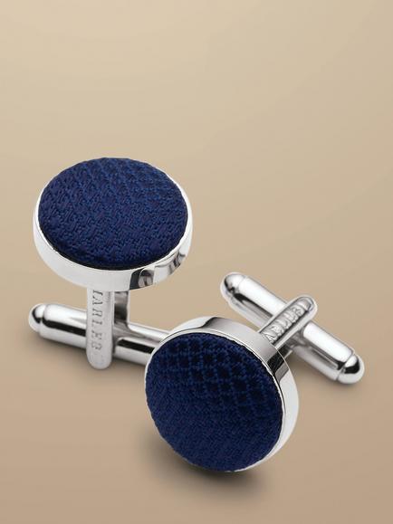 Charles Tyrwhitt Plain Round Silk Cufflinks, Navy