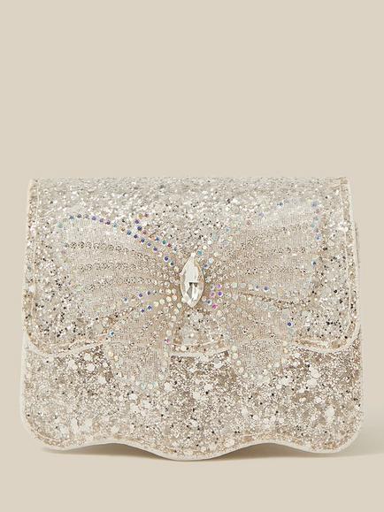 Monsoon Kids' Bling Butterfly Mini Crossbody Bag, Ivory, Ivory