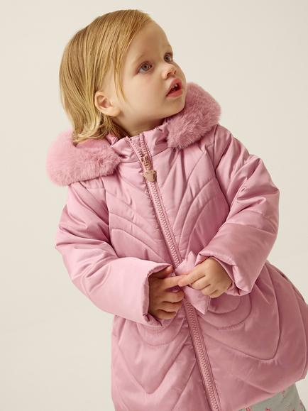 Monsoon Baby Metallic Quilted Coat, Pink, Pink