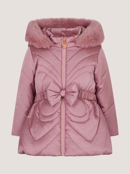 Monsoon Baby Metallic Quilted Coat, Pink - view 2, Pink