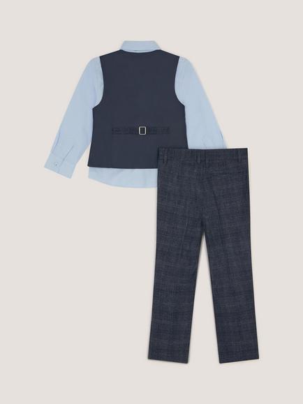 Monsoon Kids' Rufus Check 4-Piece Suit Set, Grey - view 2, Grey