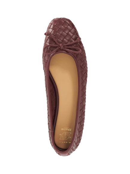 Dune London Wide Fit Woven Leather Ballet Flats, Burgundy - view 2, Burgundy