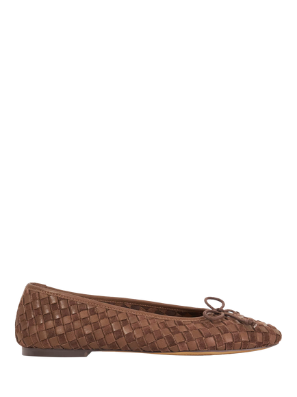 Dune London Heat Wide Fit Woven Leather Ballerina Pumps, Brown