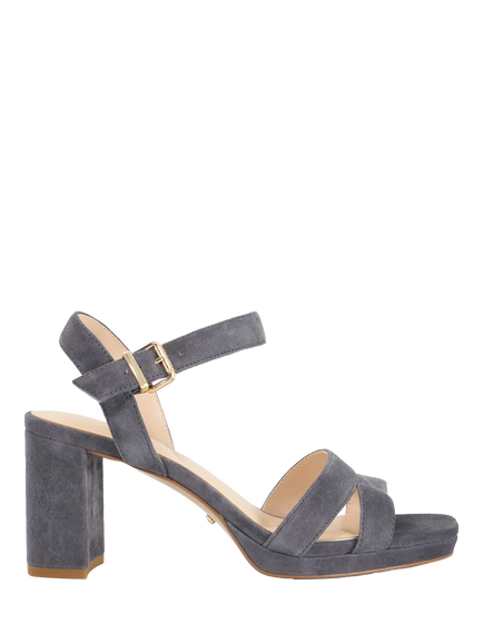 Dune London Manifesting Suede Block Heeled Sandals, Grey, Grey