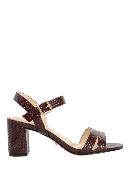 Dune London Merisa Leather Block Heel Sandals, Burgundy, Burgundy