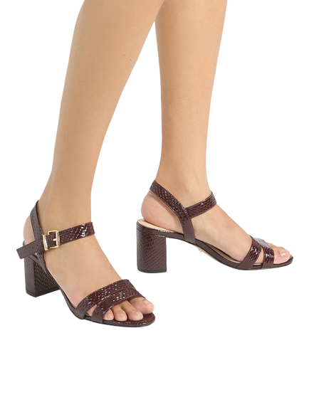 Dune London Merisa Leather Block Heel Sandals, Burgundy - view 2, Burgundy