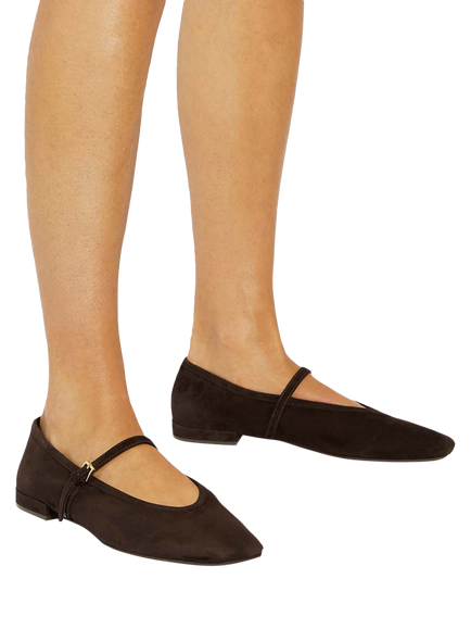 Dune London Hearthrob Wide Fit Suede Mary Janes, Brown - view 2, Brown