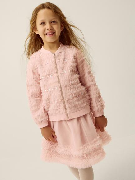 Monsoon Kids' Carolyn Embellished Tulle Skirt, Pink, Pink