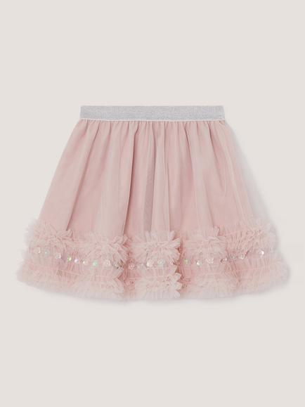 Monsoon Kids' Carolyn Embellished Tulle Skirt, Pink - view 2, Pink