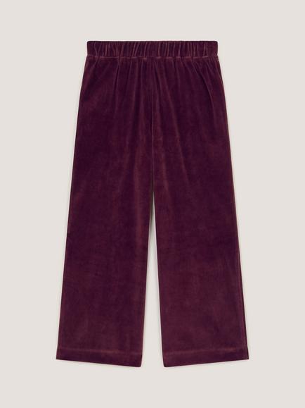 Monsoon Kids' Velour Sequin Bow Wide Leg Trousers, Brown - view 2, Brown