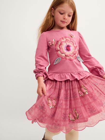 Monsoon Kids' Embroidered Top and Skirt Set, Pink, Pink