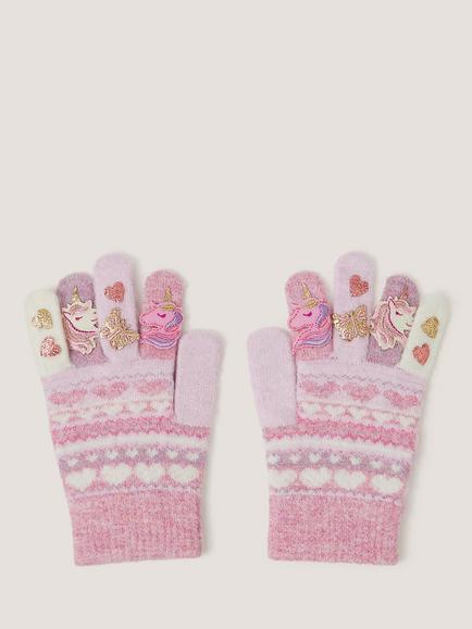 Monsoon Kids' Knitted Unicorn Gloves, Multi, Multi