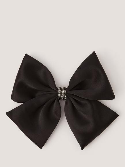 Monsoon Kids' Layered Satin Bow Hair Clip, Black, Black