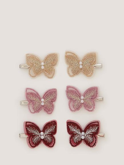 Monsoon Kids' Embroidered Butterfly Hair Clip, Pack of 6, Multi, Multi