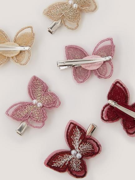 Monsoon Kids' Embroidered Butterfly Hair Clip, Pack of 6, Multi - view 2, Multi