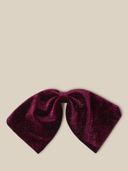 Monsoon Kids' Sparkle Velvet Bow Hair Clip, Burgundy, Burgundy