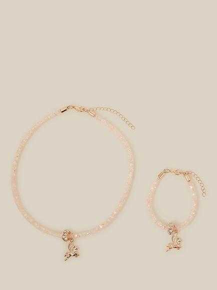 Monsoon Kids' Encased Bow Jewellery Set, Pink, Pink