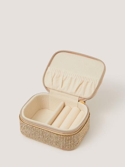 Monsoon Kids' Mini Rhinestone Jewellery Box, Gold - view 2, Gold