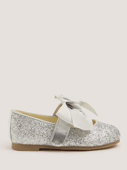 Monsoon Baby Glitter Ballet Flats, Silver, Silver