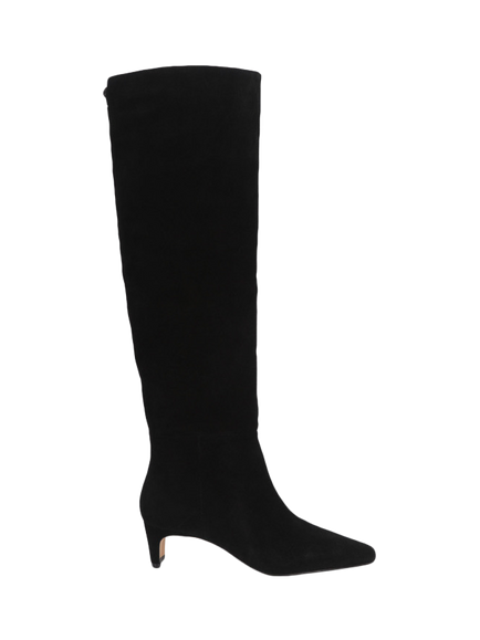 Kurt Geiger London Ascot Suede Kitten Heel Knee High Boots, Black