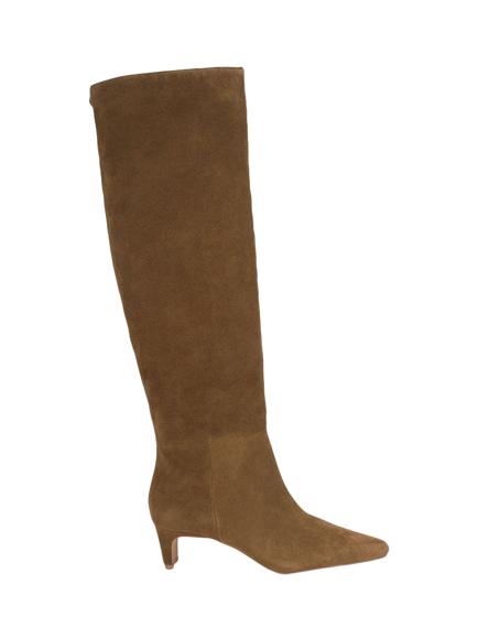 Kurt Geiger London Ascot Suede Kitten Heel Knee High Boots, Tan