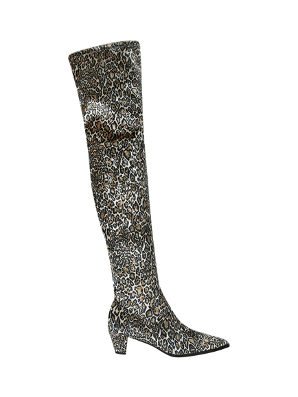 Kurt Geiger London Bloomsbury Over The Knee Leopard Boots, Multi, Multi
