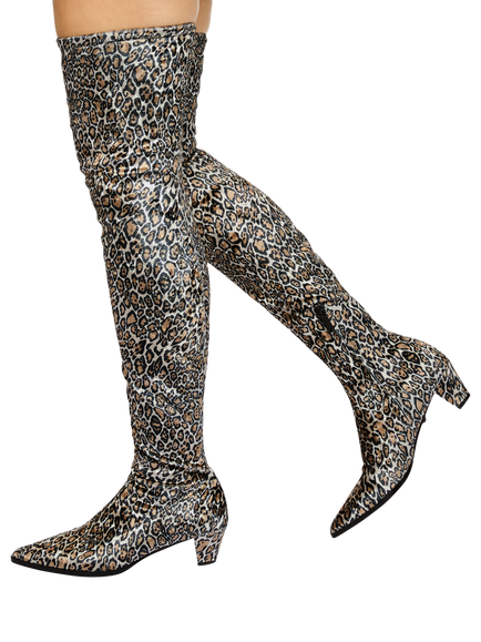 Kurt Geiger London Bloomsbury Over The Knee Leopard Boots, Multi - view 2, Multi