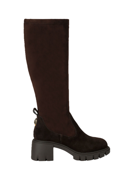 Kurt Geiger London Clarence Suede Knee Boots, Dark Brown, Dark Brown