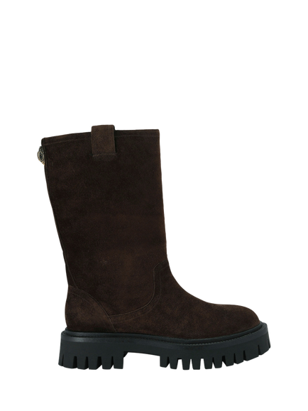 Kurt Geiger London Kingly Suede Biker Biker Boots, Brown, Brown