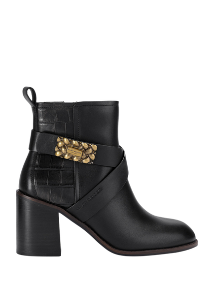 Kurt Geiger London Marylebone Leather Block Heel Ankle Boots, Black, Black