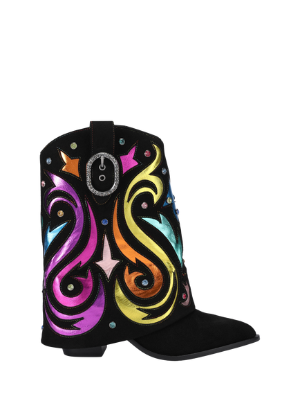 Kurt Geiger London Notting Fold Over Leather Ankle Boots, Multi, Multi