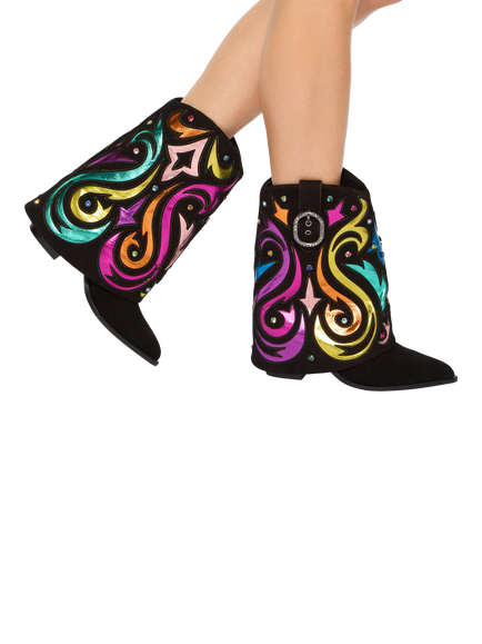 Kurt Geiger London Notting Fold Over Leather Ankle Boots, Multi - view 2, Multi