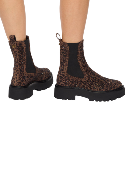 Kurt Geiger London Suede Perforated Embellished Chelsea Boots, Multi - view 2, Multi