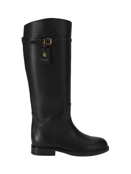 Kurt Geiger London Sloane Leather Knee High Riding Boots, Black, Black