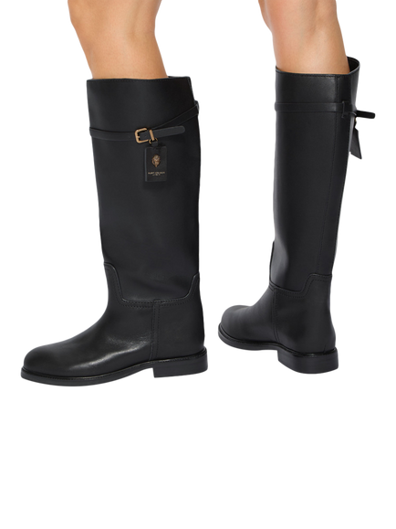Kurt Geiger London Sloane Leather Knee High Riding Boots, Black - view 2, Black
