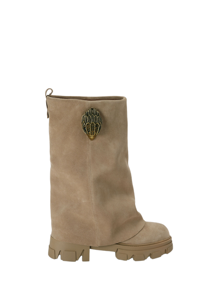 Kurt Geiger London Stomp Foldover Suede Ankle Boots, Beige, Beige