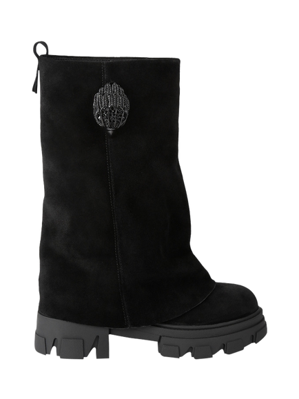 Kurt Geiger London Trail Foldover Suede Calf Boots, Black, Black