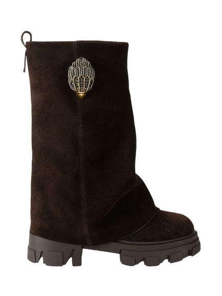 Kurt Geiger London Trail Foldover Suede Calf Boots, Brown, Brown